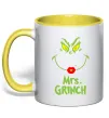 Чашка з кольоровою ручкою Mrs.Grinch Сонячно жовтий фото