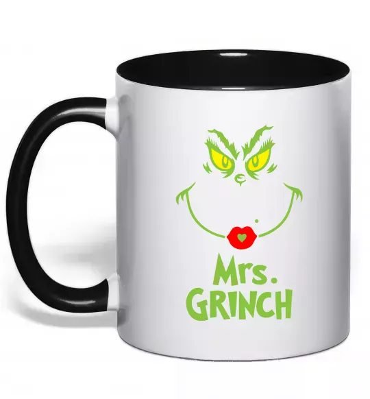 Чашка з кольоровою ручкою Mrs.Grinch Чорний фото