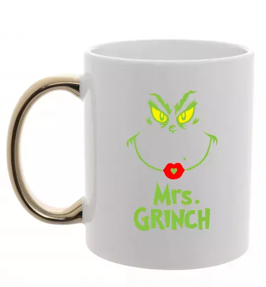 Чашка з кольоровою ручкою Mrs.Grinch Золото фото