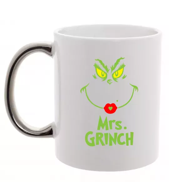 Чашка з кольоровою ручкою Mrs.Grinch Срібло фото