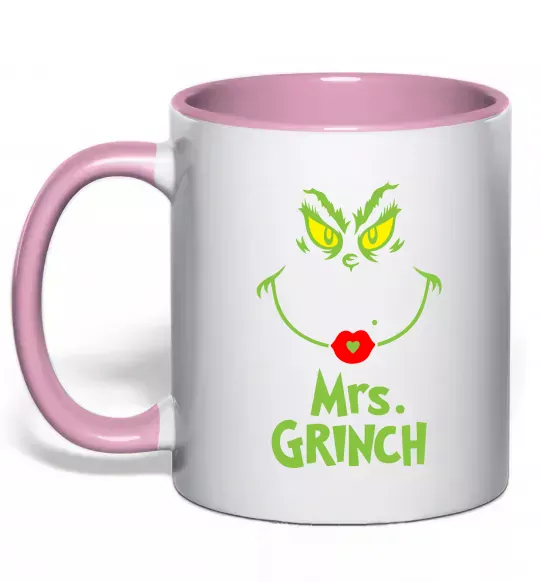 Чашка з кольоровою ручкою Mrs.Grinch Ніжно рожевий фото