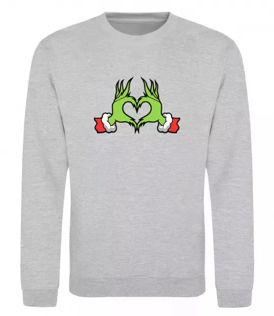 Світшот Грінч сердечко Сірий меланж фото