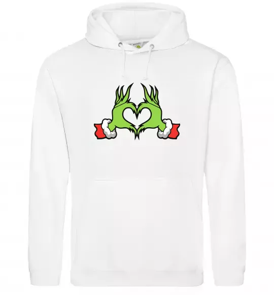 Женская толстовка (худи) Грінч сердечко Белый фото