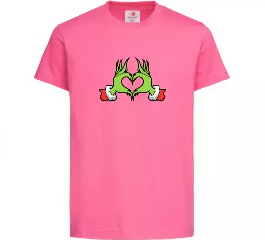 Детская футболка Грінч сердечко Ярко-розовый фото