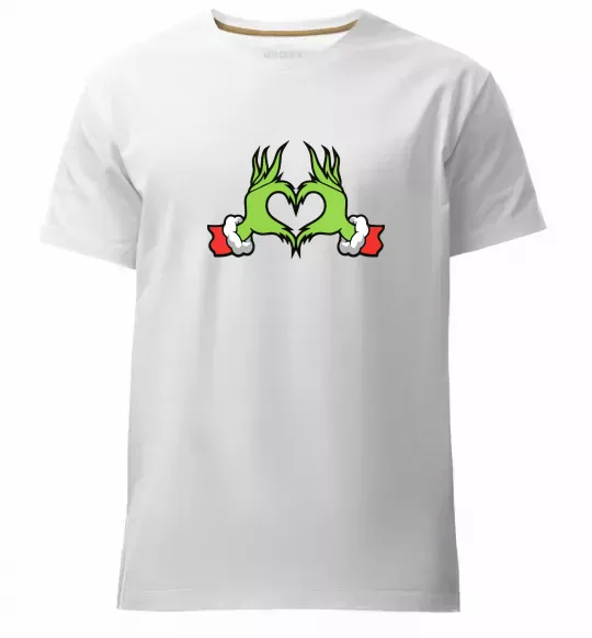 Чоловіча преміум футболка Грінч сердечко Білий фото