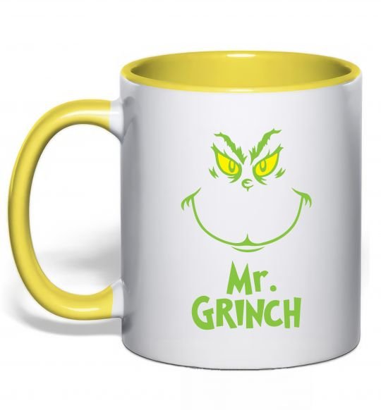 Чашка з кольоровою ручкою Mr.Grinch Сонячно жовтий фото