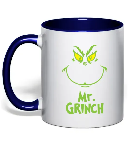 Чашка з кольоровою ручкою Mr.Grinch Глибокий темно-синій фото