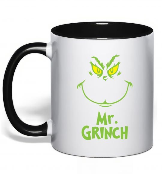 Чашка з кольоровою ручкою Mr.Grinch Чорний фото