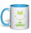 Чашка з кольоровою ручкою Mr.Grinch Блакитний фото