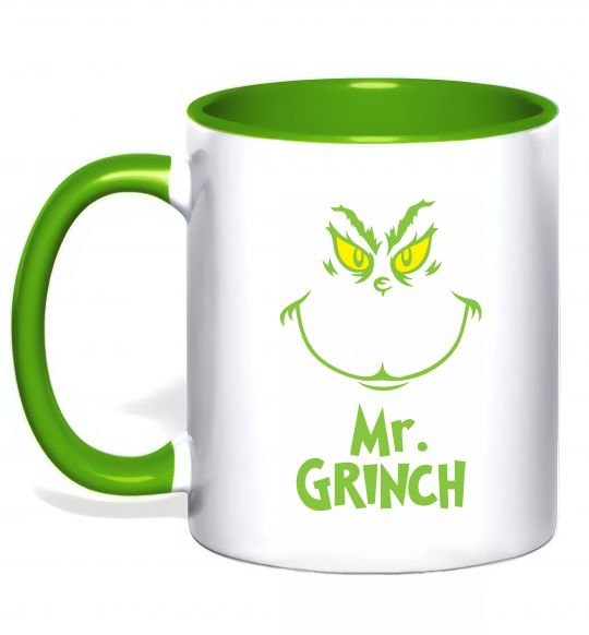 Чашка з кольоровою ручкою Mr.Grinch Зелений фото