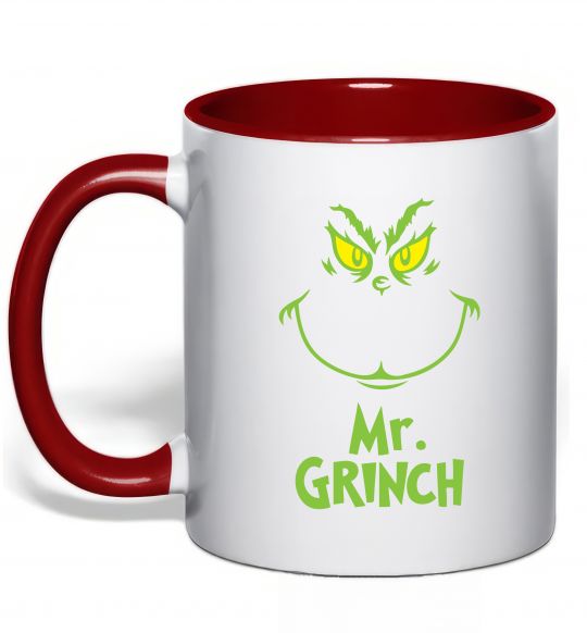 Чашка з кольоровою ручкою Mr.Grinch Червоний фото