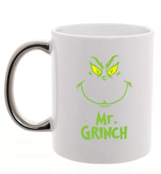Чашка з кольоровою ручкою Mr.Grinch Срібло фото
