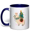 Чашка з кольоровою ручкою Лама з ялинкою Глибокий темно-синій Чашка з кольоровою ручкою Лама з ялинкою Глибокий темно-синій фото