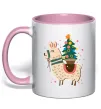 Чашка з кольоровою ручкою Лама з ялинкою Ніжно рожевий Чашка з кольоровою ручкою Лама з ялинкою Ніжно рожевий фото