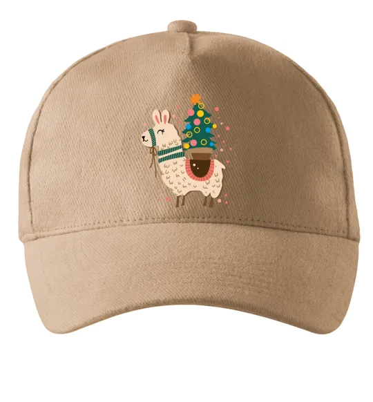 Кепка Лама з ялинкою Песочный фото