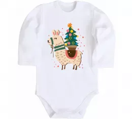 Детский боди Лама з ялинкою Белый фото