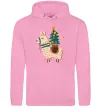 Мужская толстовка (худи) Лама з ялинкою Розовый фото