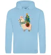 Женская толстовка (худи) Лама з ялинкою Голубой фото