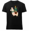 Чоловіча преміум футболка Лама з ялинкою Чорний фото