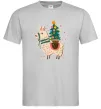 Чоловіча футболка Лама з ялинкою Сірий фото
