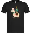 Чоловіча футболка Лама з ялинкою Чорний фото