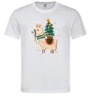 Чоловіча футболка Лама з ялинкою Білий фото