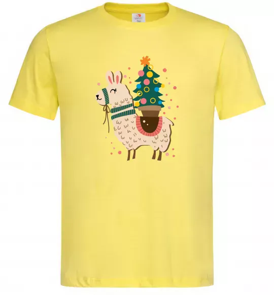 Чоловіча футболка Лама з ялинкою Лимонний фото