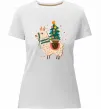Жіноча преміум футболка Лама з ялинкою Білий фото