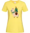 Женская футболка Лама з ялинкою Лимонный фото