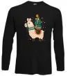 Лонгслив Лама з ялинкою Черный фото