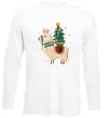 Лонгслив Лама з ялинкою Белый фото