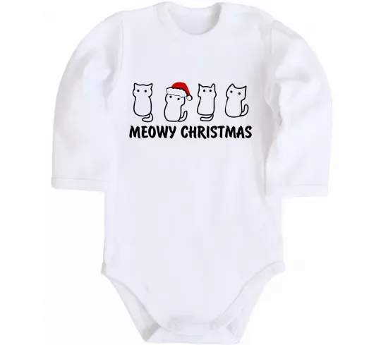 Детский боди Новорічні котики Белый фото