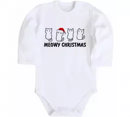 Детский боди Новорічні котики Белый фото