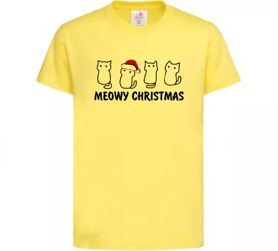 Детская футболка Новорічні котики Лимонный фото