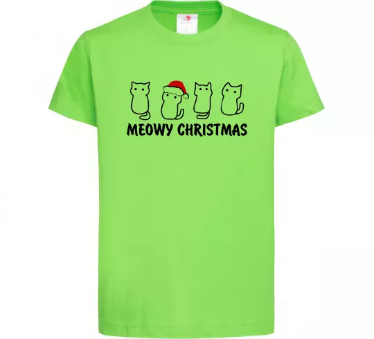 Детская футболка Новорічні котики Лаймовый фото