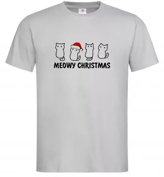 Чоловіча футболка Новорічні котики Сірий фото