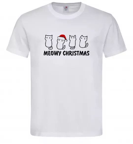 Чоловіча футболка Новорічні котики Білий фото