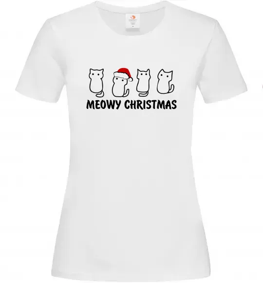 Жіноча футболка Новорічні котики Білий фото