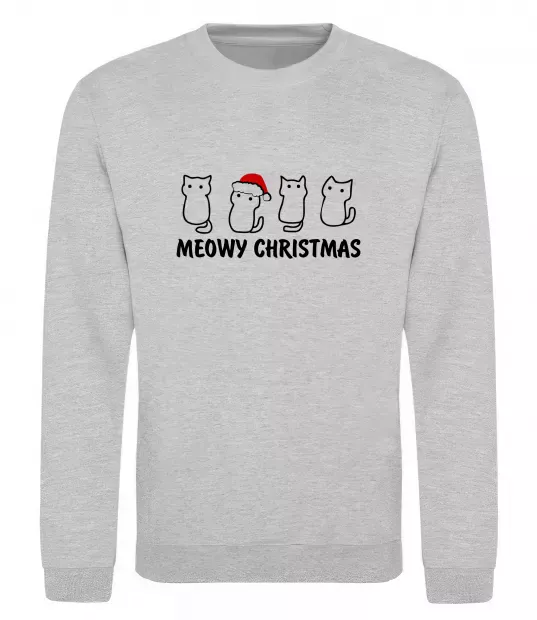 Свитшот Новорічні котики Серый меланж фото