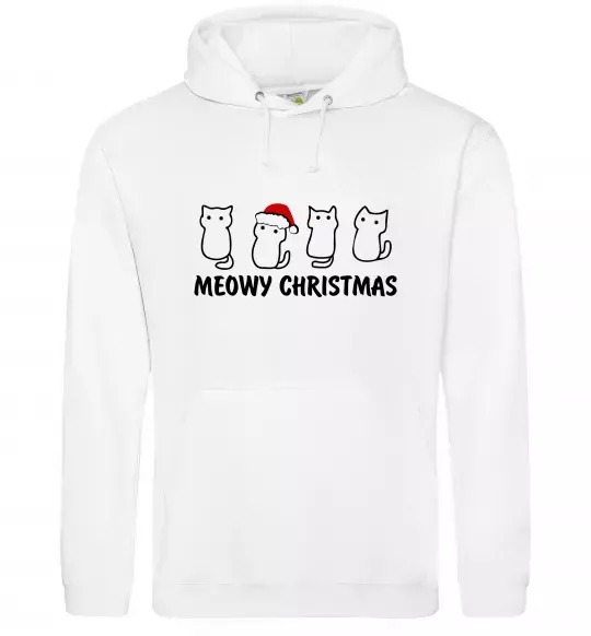 Мужская толстовка (худи) Новорічні котики Белый фото