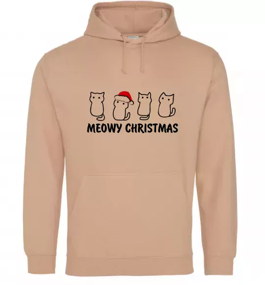 Мужская толстовка (худи) Новорічні котики Песочный фото