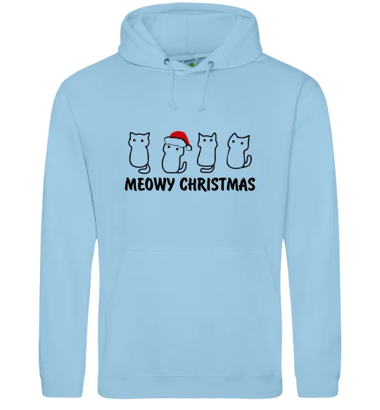 Женская толстовка (худи) Новорічні котики Голубой фото