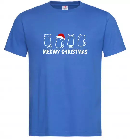 Чоловіча футболка Новорічні котики Яскраво-синій фото