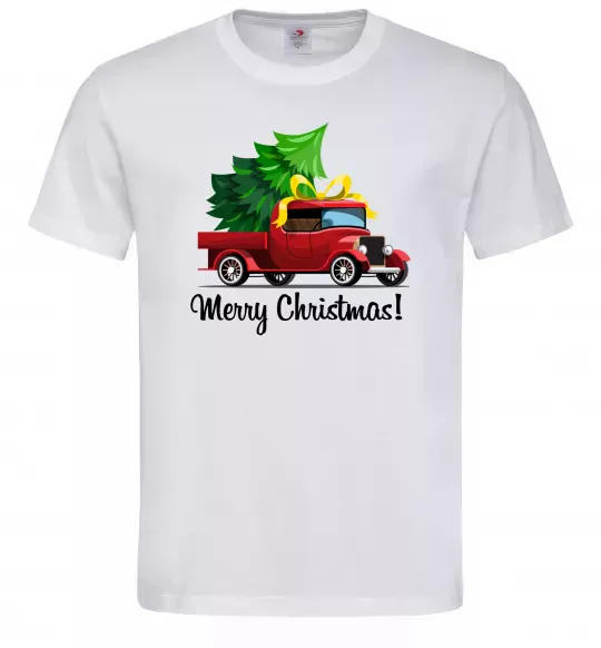 Чоловіча футболка Пікап з ялинкою Білий фото