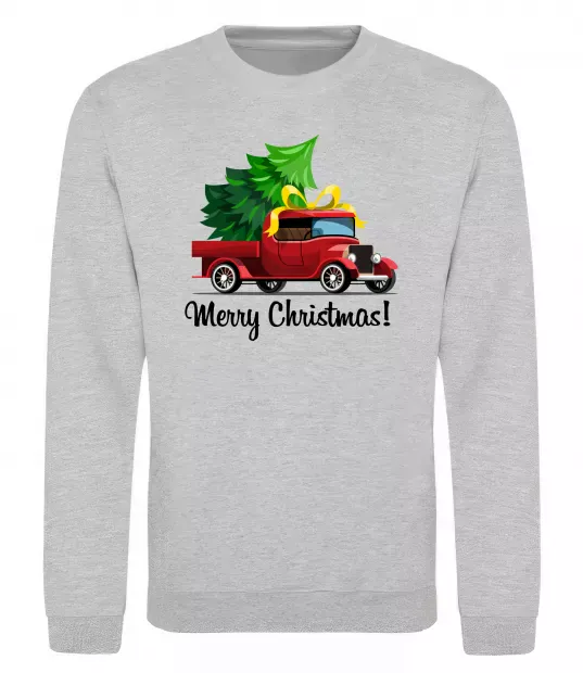 Світшот Пікап з ялинкою Сірий меланж фото