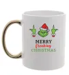Чашка с цветной ручкой Грінч Merry Christmas Золото Чашка с цветной ручкой Грінч Merry Christmas Золото фото