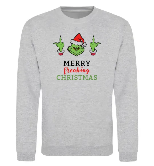 Світшот Грінч Merry Christmas Сірий меланж фото