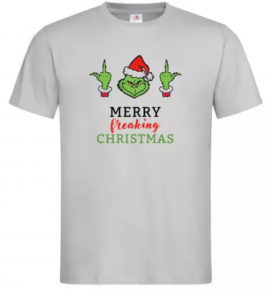 Чоловіча футболка Грінч Merry Christmas Сірий фото
