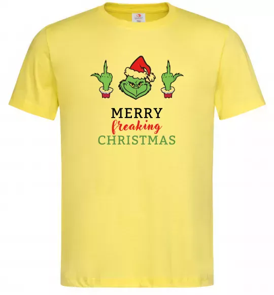 Чоловіча футболка Грінч Merry Christmas Лимонний фото