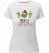 Женская премиум футболка Грінч Merry Christmas Белый фото